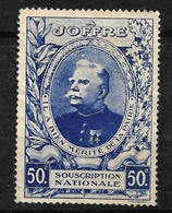 France  Vignette  "  Souscription Nationale à Joffre    "  50c Bleu Type 1 Neuf    B/ TB - Militario