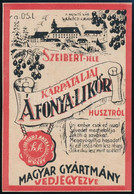 Szeibert-féle Kárpátaljai Áfonyalikőr Husztról Italcímke, 9x6 Cm - Advertising