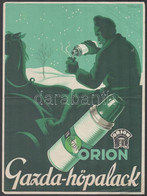 Cca 1940 Gönczi-Gebhardt Tibor (1902-1994): Orion Gazda-hőpalack, Színes Reklám Plakát, Hajtásnyommal, 31x23 Cm - Other & Unclassified