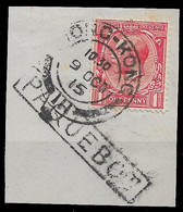 1915 9 Oct - GB Used In HONG KONG - 1d SG.357 On Piece - Cds HONG KONG + PAQUEBOT - Usati