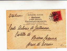 Stoccolma Per Castello Di Bovara Canavese, Torino Su Cartolina Postale 1901 - 1885-1911 Oscar II