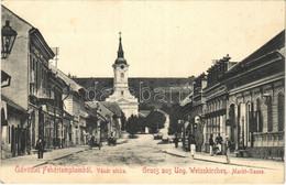 * T3 1906 Fehértemplom, Ung. Weisskirchen, Bela Crkva; Vásár Utca, Templom / Street, Church (Rb) - Sin Clasificación