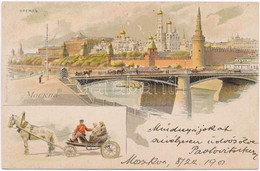 * T3/T4 1901 Moscow, Moscou; Kremlin, Troika, Folklore. Art Nouveau, Litho (Rb) - Unclassified