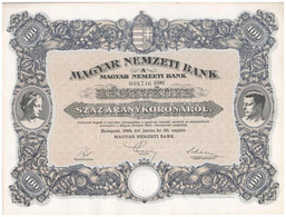 Budapest 1924. "Magyar Nemzeti Bank" Magyar, Angol, Francia, Német és Olasz Nyelvű Részvénye 100 Aranykoronáról (6x) 2x3 - Unclassified