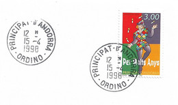 Timbres Sur Lettres 1997 N° 497 Voeux D'anniversaire Obl. D'Ordino Cote 2,50€ - Cartas & Documentos