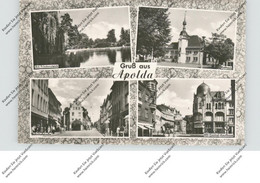 0-5320 APOLDA, HO-Central-Kaufhaus, Bahnhofstrasse, Rathaus, Friedensteich, 1963 - Apolda