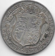 *great Britain 1/2 Crown   1925  Km 818.2   Fr(+) Catalog Val Fr = 50$ - K. 1/2 Crown