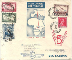 LETTRE VIA SABENA . ALLER RETOUR BRUXELLES ELISABETHVILLE . CONGO . 1936 - Storia Postale