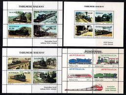 Australia 1984 - 1989 Thirlmere Railway Four Minisheets MNH - Cinderella - See Notes - Cinderella