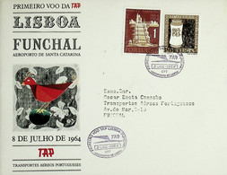1964. Portugal. 1º Voo TAP Lisboa-Funchal - Covers & Documents