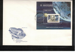 Cuba 1977 Space / Raumfahrt  20th Anniversary Of The First Artificial Satellite FDC - América Del Sur