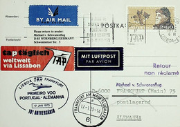 1973. Portugal. 10º Aniversário Do 1º Voo TAP Lisboa - Frankfurt - Covers & Documents