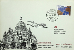 1973. Portugal. 25º Aniversário Do 1º Voo TAP Lisboa - Paris - Lettres & Documents