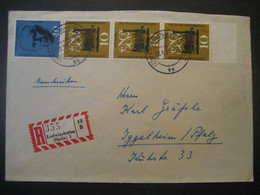 Deutschland BRD R-Zettel 1961- Reco-Beleg Gelaufen Von Ludwigshafen Nach Iggelheim MiNr. 344 Und 345 - R- & V- Vignetten