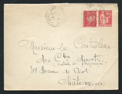 Entier   Enveloppe  Yvert N° 283-E1 OBLI CAD CHATILLON SUR INDRE 25/05/1942 Pour Chateauroux   Lm20815 - Overprinted Covers (before 1995)