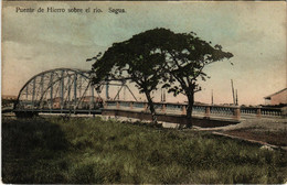 PC CPA PERU, SAGUA, PUENTE DE HIERRO SOBRE EL RIO, VINTAGE POSTCARD (b11034) - Pérou