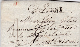 Marque Linéaire 88 ST ETIENNE  40 X 11 Taxée 4 Taxe 6 Rayée AN 8 - 1792-1815: Veroverde Departementen