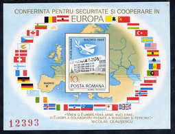 ROMANIA 1983 European Security Conference Block  MNH / **.  Michel Block 196 - Unused Stamps