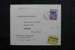 ARGENTINE - Enveloppe De L 'Ambassade De France En Recommandé Pour Castelar En 1956 - L 73519 - Covers & Documents