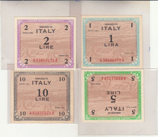 Allied Military Currency - Banconote Occupazione Americana Seconda Guerra Mondiale Italia Meridionale  - 1-2-5-10 Lire - Occupazione Alleata Seconda Guerra Mondiale