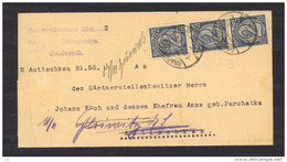 L 099  -  Allemagne  :  Mi S  70  (o)  Bande De 3 Sur Lettre De Gnadenfeld Pour Autischkau Du 14-11-22 - Dienstmarken