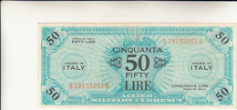 50 Lire Banconota Bilingue Occupazione Americana Seconda Guerra Mondiale Italia Meridionale 1943A - 2. WK - Alliierte Besatzung