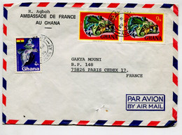 GHANA - Affranchissement  Sur Lettre à En Tête De L'Ambassade De France Pour La France - Oiseau Caméléon - Ghana (1957-...)