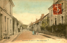 37 REUGNY RUE NATIONALE ANIMEE LES PREMIERES COULEURS EN 1907 - Reugny