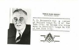 PC CPA FREEMASONRY, FRANKLIN D. ROOSEVELT, HOLLAND LODGE, Postcard (b14672) - Otros & Sin Clasificación