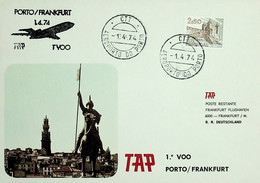 1974. Portugal. 1º Voo TAP Porto - Frankfurt - Covers & Documents