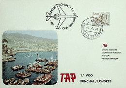 1974. Portugal. 1º Voo TAP Funchal - Londres - Briefe U. Dokumente