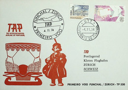 1974. Portugal. 1º Voo TAP Funchal - Zurique - Lettres & Documents