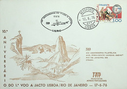 1976. Portugal. 10º Aniversário Do 1º Voo A Jacto TAP Lisboa - Rio De Janeiro - Covers & Documents