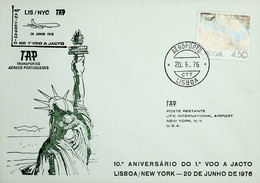 1976. Portugal. 10º Aniversário Do 1º Voo A Jacto TAP Lisboa - Nova York - Lettres & Documents