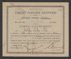 Egypt - 1928 - Rare - Vintage Admission Card - Egyptian Real Estate Credit - Cartas & Documentos