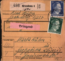 ! 1943 Graudenz Nach Großpösna, Paketkarte, Deutsches Reich, 3. Reich - Covers & Documents