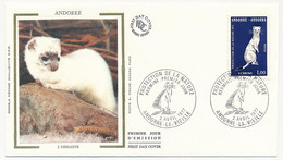 ANDORRE - Enveloppe FDC Soie => Protection Nature - 1,00 F Hermine - 2 Avril 1977 - Andorre La Vieille - FDC