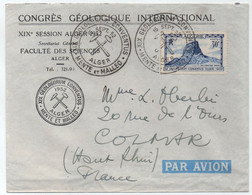 CONGRES DE GEOLOGIE - ALGER / 1952 TIMBRE & OBLITERATION ILLUSTRES SUR LETTRE A ENTÊTE => FRANCE (ref LE4294) - Autres & Non Classés