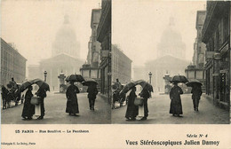 Paris * 5ème * Cpa Stéréo * Rue Soufflot * Le Panthéon * Julien DAMOY Série N°4 - Arrondissement: 05