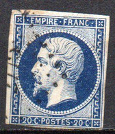 France 1854 Empire Franc N° 14A Foncé Oblitéré   Cote : 8,00€ - 1853-1860 Napoléon III.