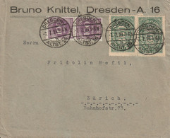 Allemagne Lettre Inflation Dresden Pour La Suisse 1923 - Brieven En Documenten