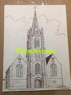 ORIGINELE  GROTE TEKENING DOOR PAUL GHYSELEN  GHIJSELEN 1991 WINGENE WYNGENE ST AMANDUSKERK - Dessins