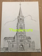 ORIGINELE  GROTE TEKENING DOOR PAUL GHYSELEN  GHIJSELEN 1991 ROESELARE ROESELAERE ST AMANDSKERK - Dessins