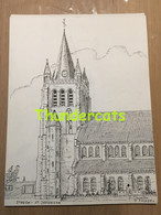 ORIGINELE  GROTE TEKENING DOOR PAUL GHYSELEN  GHIJSELEN 1991 STADEN ST JANSKERK - Dessins