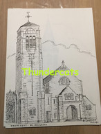 ORIGINELE  GROTE TEKENING DOOR PAUL GHYSELEN  GHIJSELEN 1991 ZONNEBEKE O L VROUWKERK IEPER YPRES - Dessins