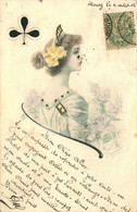ILLUSTRATEUR   FEMME Carte A Jouer  TREFLE    (début 1900) - Autres Illustrateurs