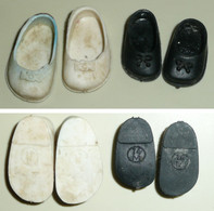 Rare Lot De 2 Anciennes Petites Paires De Chaussures Pour Poupée, 17B Et 14M - Autres & Non Classés