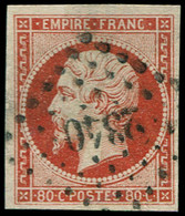 O FRANCE - Poste - 17d, Signé Calves, Beau: 80c. Vermillonné - 1853-1860 Napoleon III