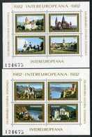 ROMANIA 1982 INTEREUROPA: Castles  Blocks MNH / ** .  Michel Blocks 186-187 - Hojas Bloque