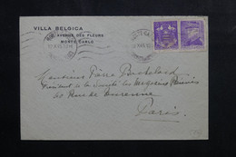 MONACO - Enveloppe De La Villa Belgica Pour Paris En 1945  - L 73766 - Lettres & Documents